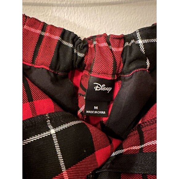 Disney Mickey Mouse Plaid Embroidered Red Black Pants WOMENS SIZE M - Picture 2 of 4